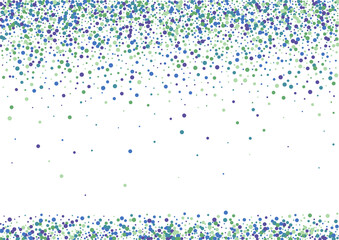 Purple Frame Circle Background. Green Confetti Print. Dot Celebration Illustration. Blue Abstract Ball.