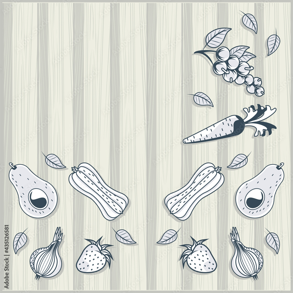 Wall mural organic food wooden background