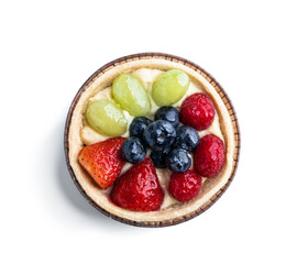 Fresh fruit tart with berries isolated on white