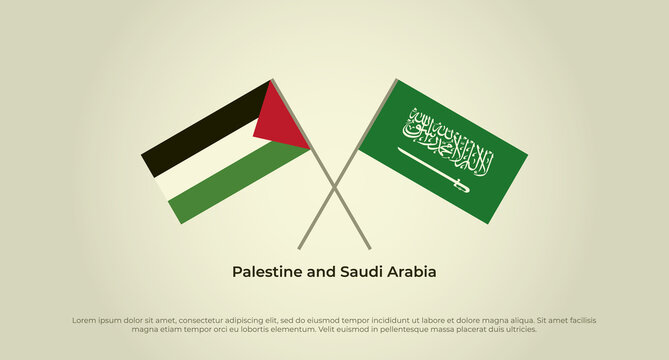 Crossed flags of Palestine and Saudi Arabia. Official colors. Correct proportion