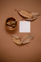 autumn mockup with dry leaves 