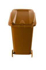 Plastic brown trash can isolated on white background