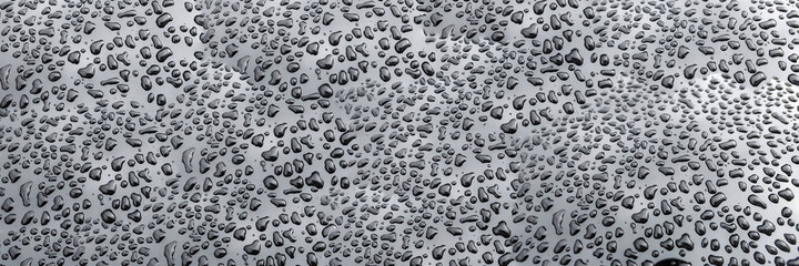 Rain water drops on metallic surface
