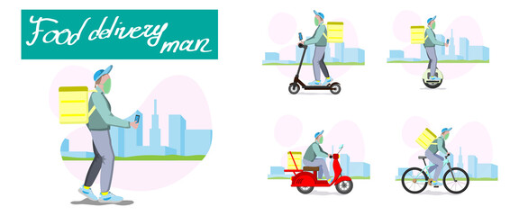 delivery man on a various vehicles © sadco