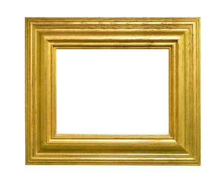 wide flat gold wooden picture frame cutout