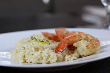 delicious and tasty  shrimp risotto