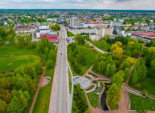 Aerial view of Marijampole city panorama
