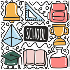 hand-drawn doodle school equipment art design element illustration.