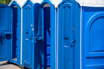 Dry closets, toilet cabins for temporary events in the open area.