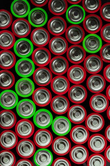 Background of many batteries in close-up.