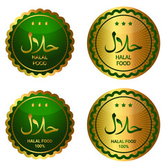 Collection of halal certified logo vector isolated on white background. - obrazy, fototapety, plakaty