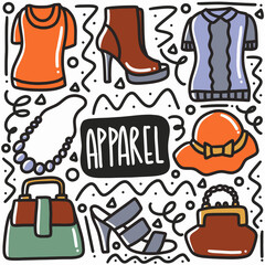 hand-drawn doodle women apparel art design element illustration.