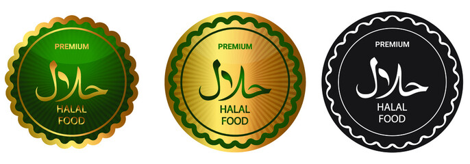 Collection of halal certified logo vector isolated on white background.