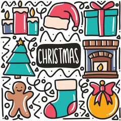 hand-drawn Christmas celebrate doodle set