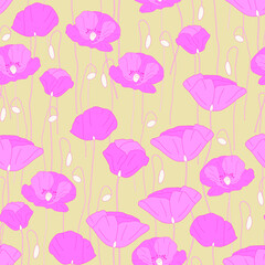 Beautifull wild poppy flowers fabric pattern design