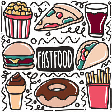hand-drawn doodle fast food art design element illustration
