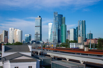 Moscow in the afternoon. View of Moscow City from Fili station