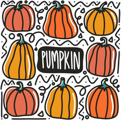 hand-drawn pumpkin doodle art design element illustration