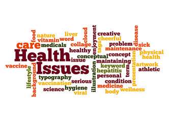 Word Cloud with health issues concept, isolated on a white background
