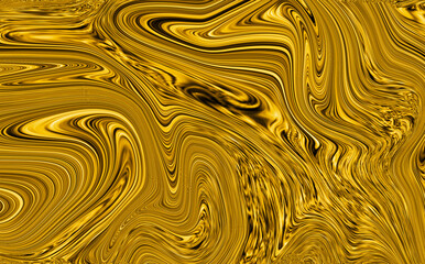 Gold waves marble texture. Precious metal flow image. Liquid gold surface artwork. 3d illustration