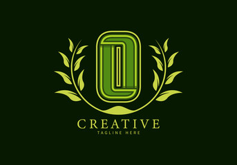 Letter O Monogram Logo with leaf ornament as a frame looks more natural, modern design, suitable for templates or brands.