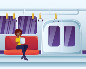 woman reading in subway