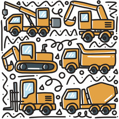 hand-drawn doodle truck art design element illustration.