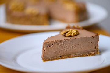 Vegan nut cake. Lime and Chocolate Cashew Tart