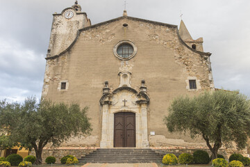Facade of Santa Maria and Sant Nicolau church in Calella, Spain