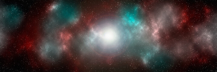 Space background with stardust and shining stars. Realistic cosmos and color nebula. Colorful galaxy. 3d illustration
