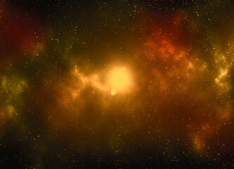 Space background with stardust and shining stars. Realistic cosmos and color nebula. Colorful galaxy. 3d illustration
