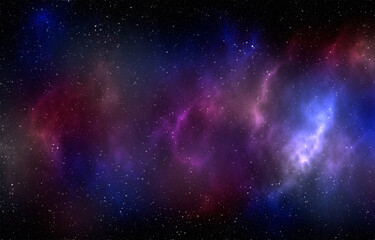 Space background with stardust and shining stars. Realistic cosmos and color nebula. Colorful galaxy. 3d illustration

