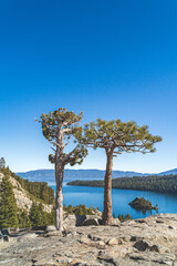 Fototapeta na wymiar Emerald Bay, Lake Tahoe, California with view of Fannette island on clear day