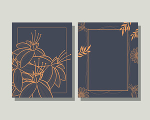 Two cards with orange leaves and flowers