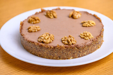 Vegan nut cake. Lime and Chocolate Cashew Tart