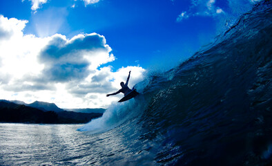 Surfer on Blue Wave