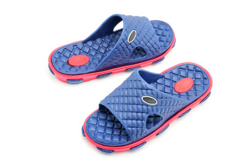 Beach slippers on white background