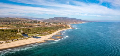 Fototapeta na wymiar Aerial View of San Clemente, California Coast, Trestles, Pano