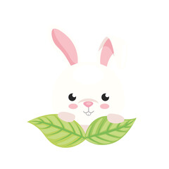 rabbit cartoon with leaves