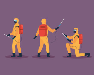 three disinfection men