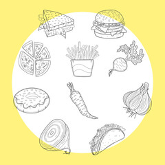 one line foods circular pattern