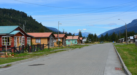 Fototapeta na wymiar street of the town of Santa Lucia in the Chilean mountain range