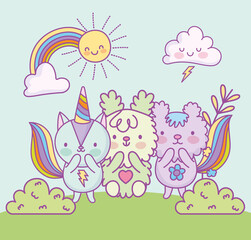 cute animals fantasy rainbow
