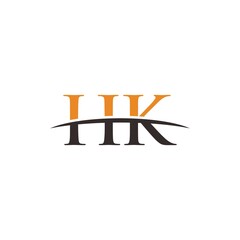 Initial letter HK, overlapping movement swoosh horizon, company logo design inspiration