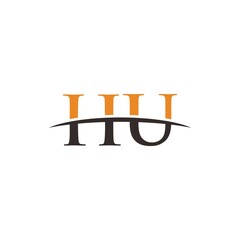 Initial letter HU, overlapping movement swoosh horizon, company logo design inspiration