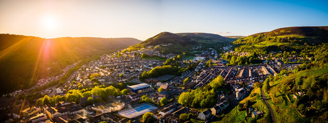 Beautiful Aerial shot of Abertillery, welsh landscape from above
