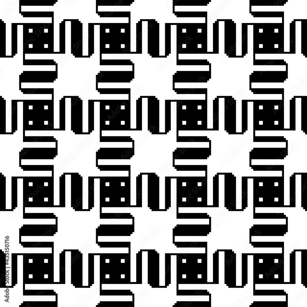 Poster Abstract monochrome pattern. Vector and seamless. Zig zag and squares.
