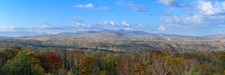 峠の展望台から見た晩秋のパノラマ情景＠北海道