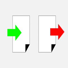 Export and import file icons. Upload, download sign.Save or open file. Share document symbol. Interface button. Element for design website etc.