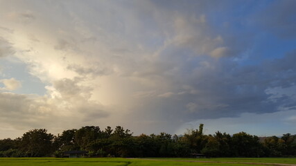 Cloud are accumulated above the hut and ready to rain